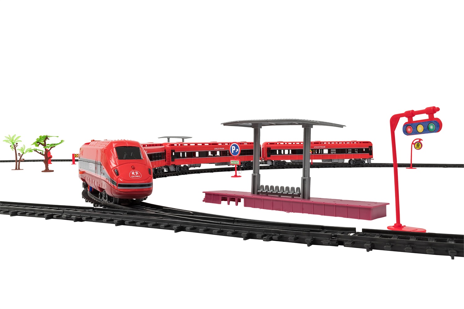 GLOBO TRENO 39853 Pista a Batteria Scala 1:87 con 50 Pezzi, Luci e Suoni, Circuito di 6,46m
