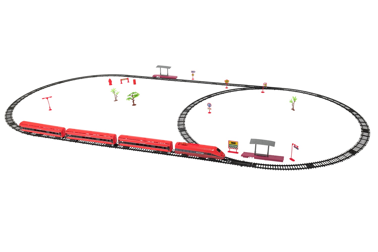 GLOBO TRENO 39853 Pista a Batteria Scala 1:87 con 50 Pezzi, Luci e Suoni, Circuito di 6,46m