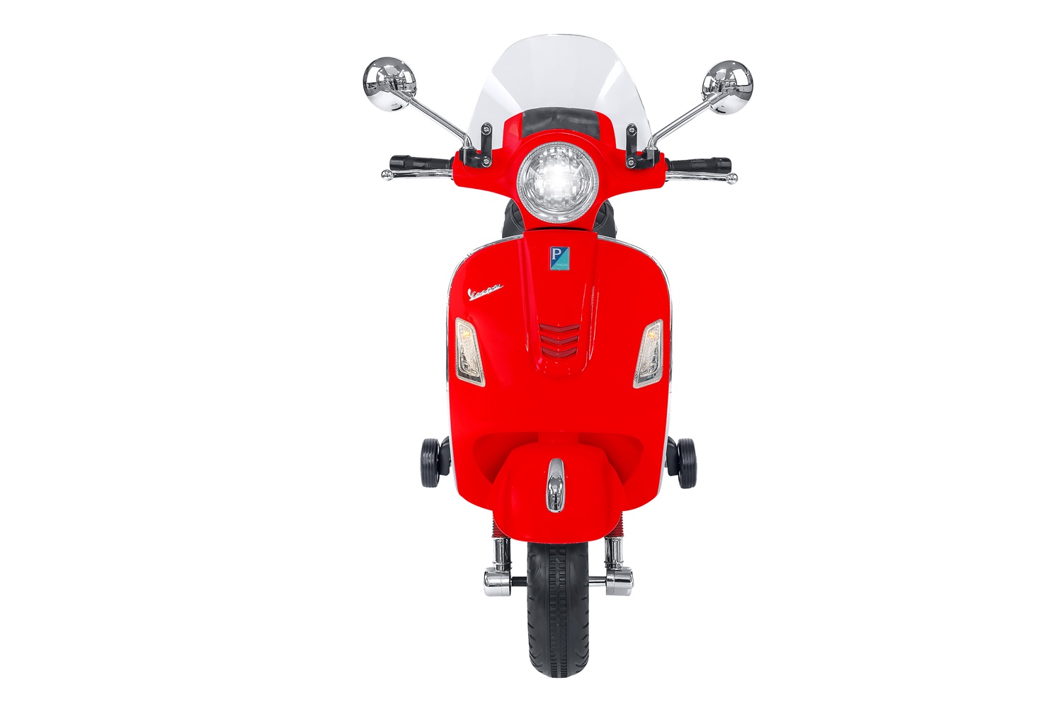 Vespa GTS Super Sport 12V Rossa - Moto Elettrica per Bambini con Effetti Sonori, Fari LED e Sellino in Pelle