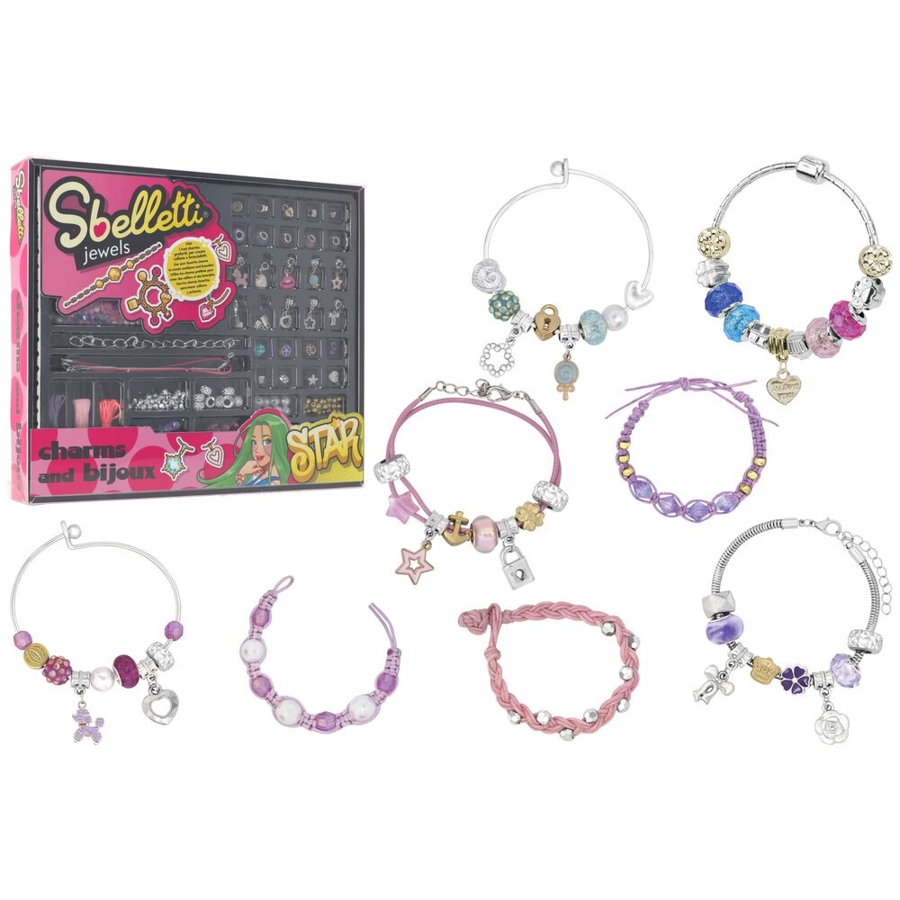 GLOBO S.P.A. Set Crea Gioielli - Kit Creativo per Realizzare Fino a 10 Braccialetti con 30 Charms Colorati