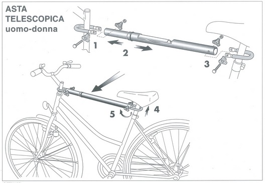 PERUZZO Adattatore per Portabici Universale - Compatibile con Bici da Donna e Uomo, Lunghezza Estendibile da 450mm a 750mm