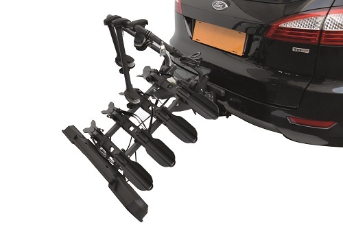 Peruzzo Pure Instinct PE 708/4 - Portabici Gancio Traino Inclinabile per 4 Bici, Compatibile con E-bike