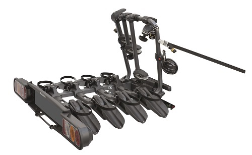 Peruzzo Pure Instinct PE 708/4 - Portabici Gancio Traino Inclinabile per 4 Bici, Compatibile con E-bike