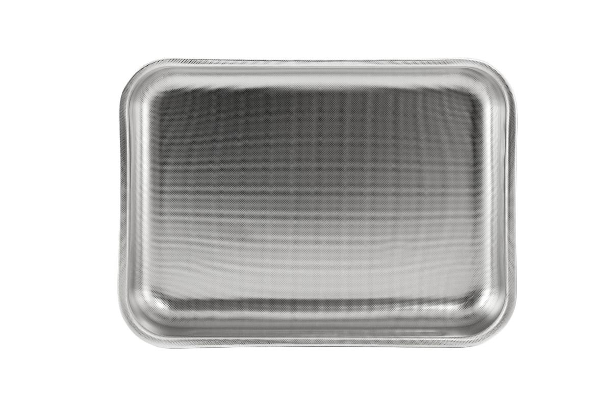 Steel Pan Teglia da Forno Rettangolare in Acciaio Inox 18-10, Antigraffio e Antiaderente, 30x20 cm