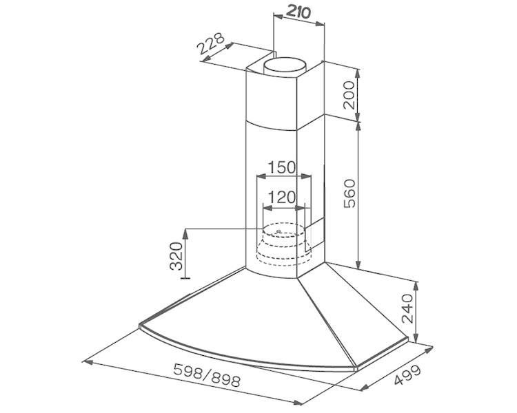 FABER S.p.A. TENDER X A60 Cappa Aspirante a Parete 60 cm Acciaio Inox 400 m³/h Classe E 68 dB