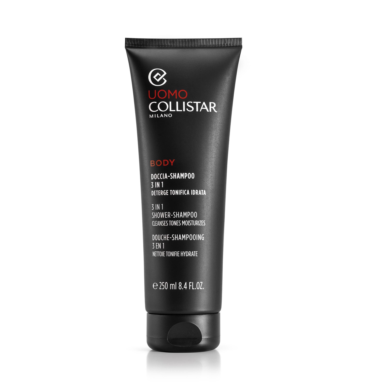 Collistar Uomo Doccia-Shampoo 3 in 1 250ml - Deterge, Lava e Idrata con Acido Ialuronico e Pantenolo