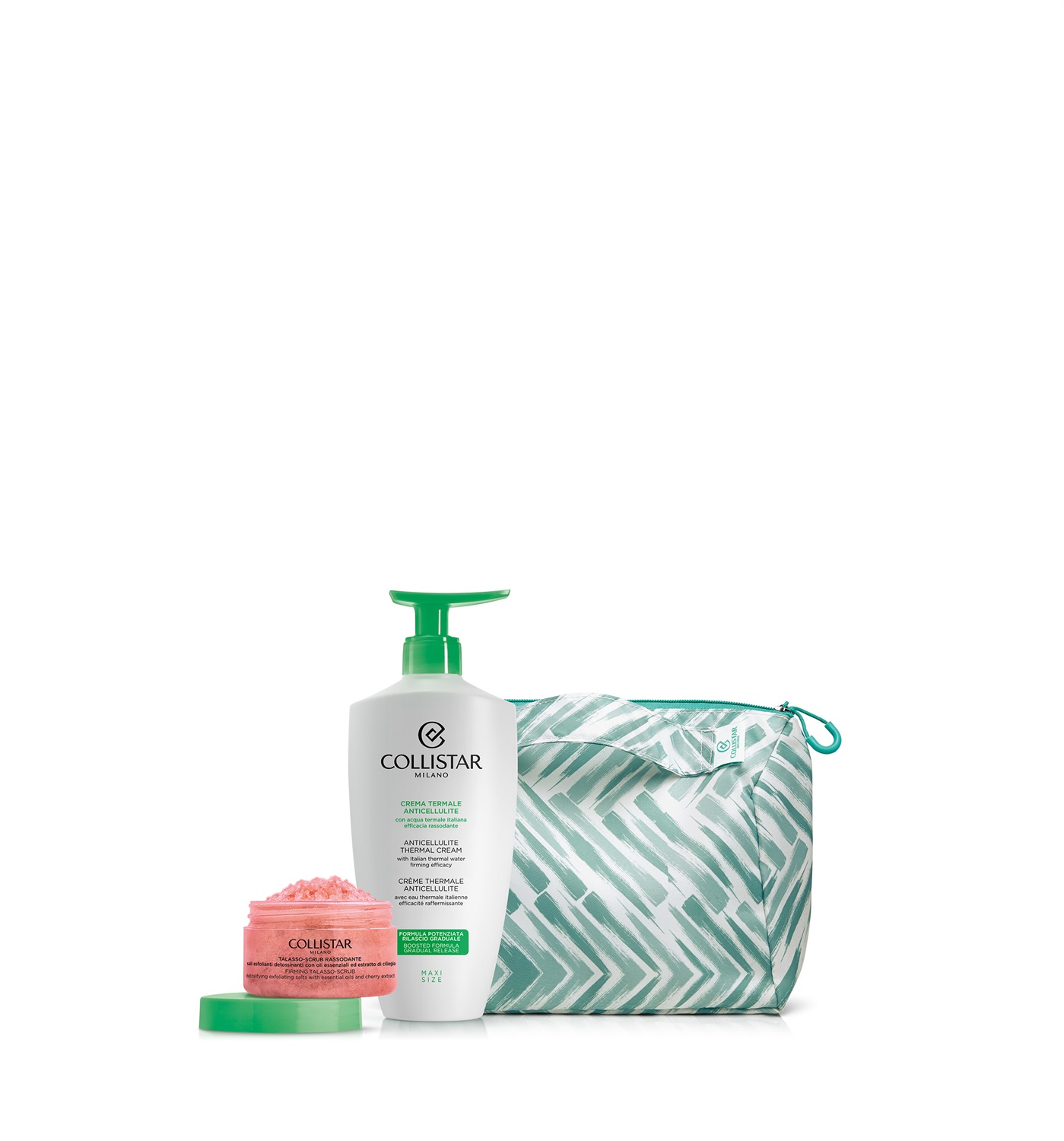 Collistar Cofanetto Routine Corpo Anticellulite Rassodante con Crema Termale 400 ml, Talasso Scrub Rassodante 150 g e Pochette in Edizione Limitata