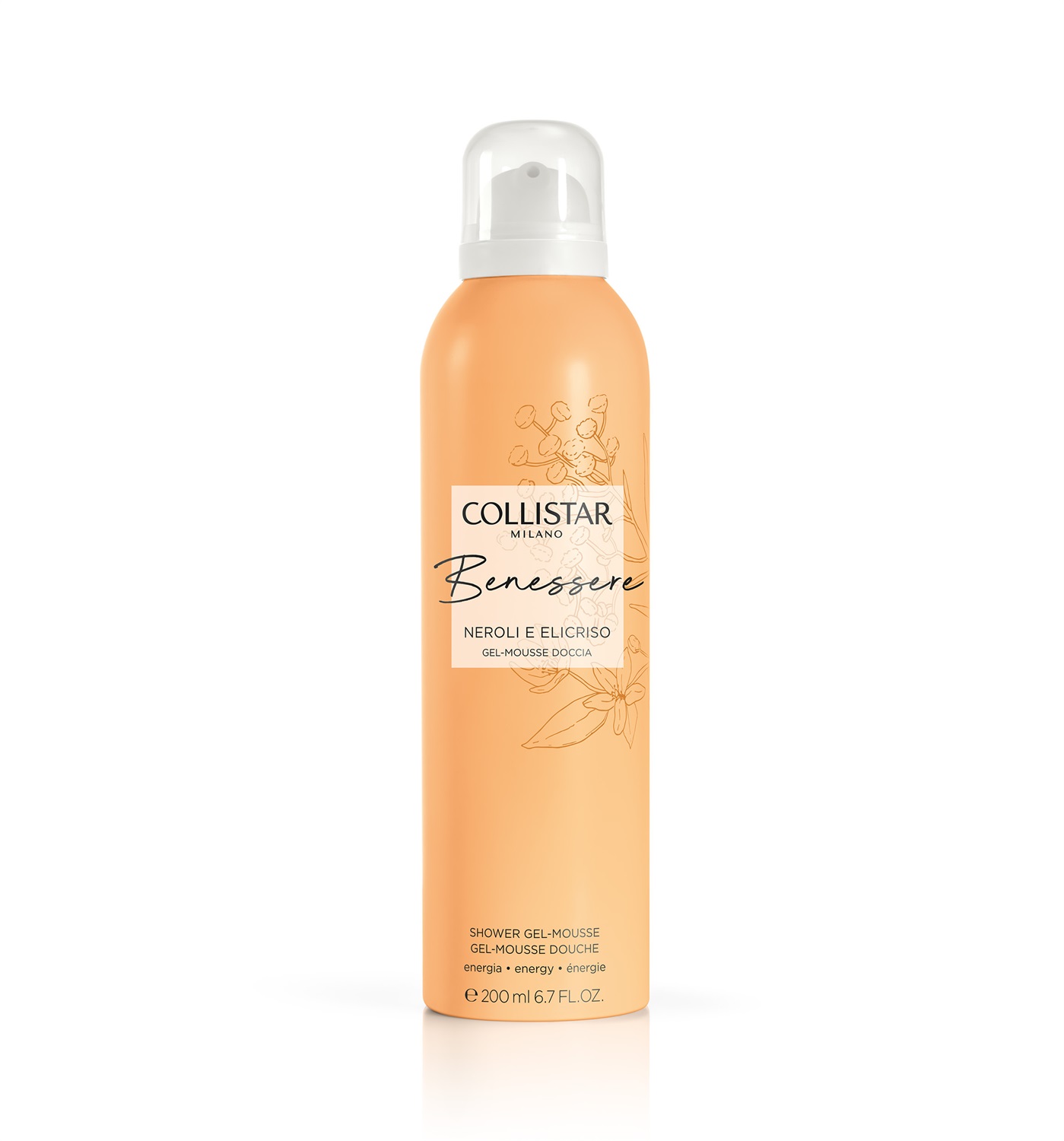 Collistar Benessere Neroli e Elicriso Gel-Mousse Doccia 200 ml - Mousse doccia avvolgente e cremosa per una pelle morbida e idratata