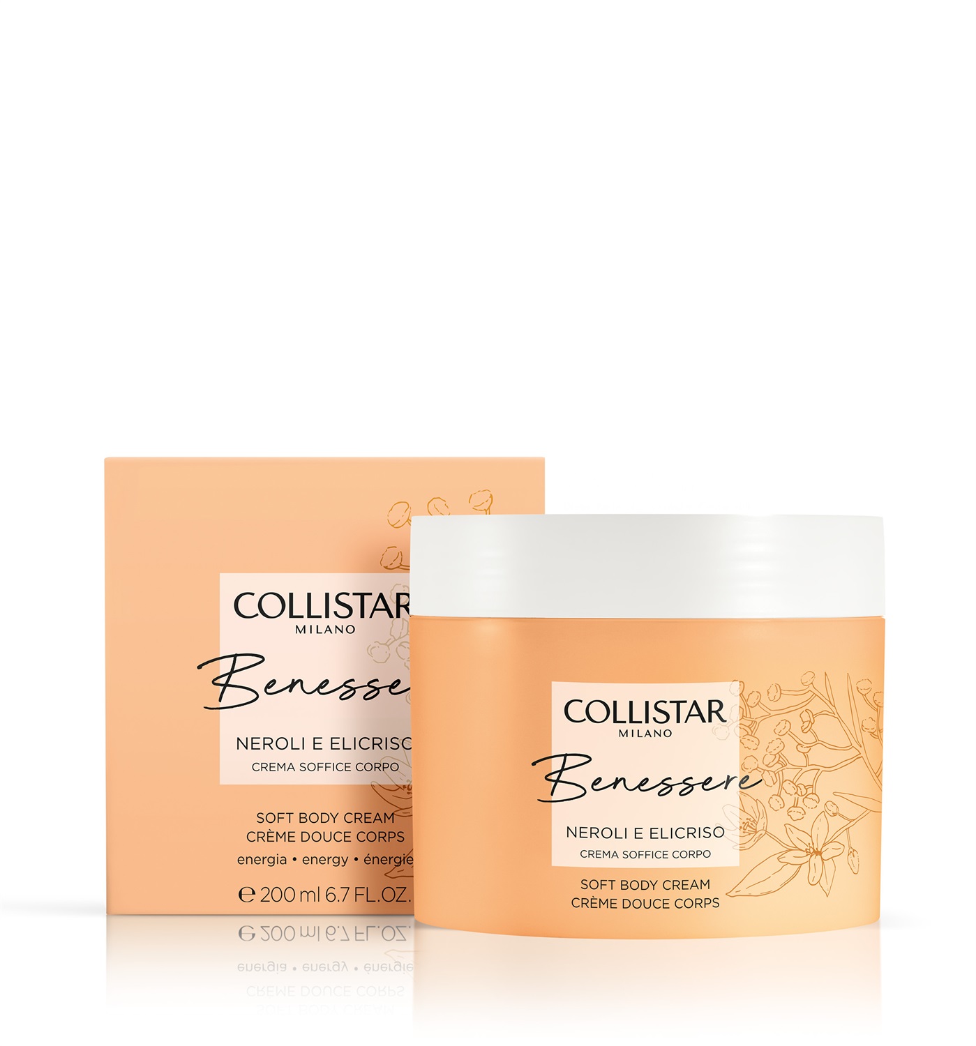 Collistar Benessere Neroli e Elicriso Crema Soffice Corpo 200 ml - Idratante, Nutriente e Illuminante con Burro di Karitè