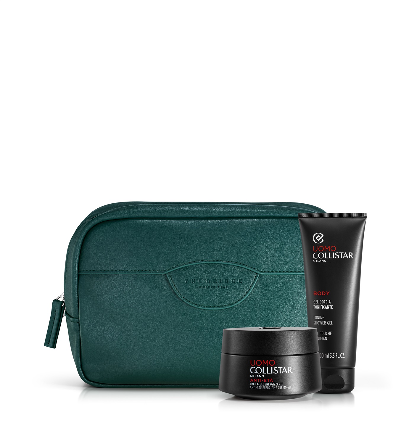 Collistar Cofanetto Uomo Crema-Gel Energizzante Anti-Età 50 ml Gel Doccia Tonificante 100 ml Travel-Bag The Bridge