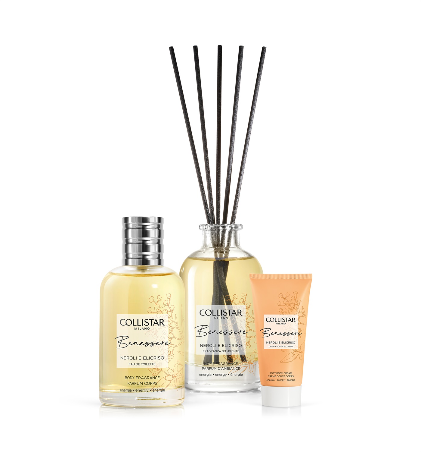 Collistar Cofanetto Benessere Neroli e Elicriso - Eau de Toilette 100 ml, Crema Soffice Corpo 50 ml, Fragranza d'ambiente 100 ml