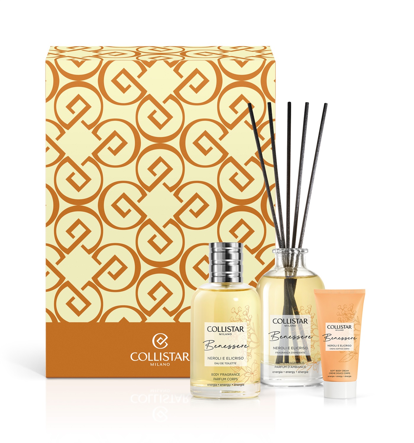 Collistar Cofanetto Benessere Neroli e Elicriso - Eau de Toilette 100 ml, Crema Soffice Corpo 50 ml, Fragranza d'ambiente 100 ml