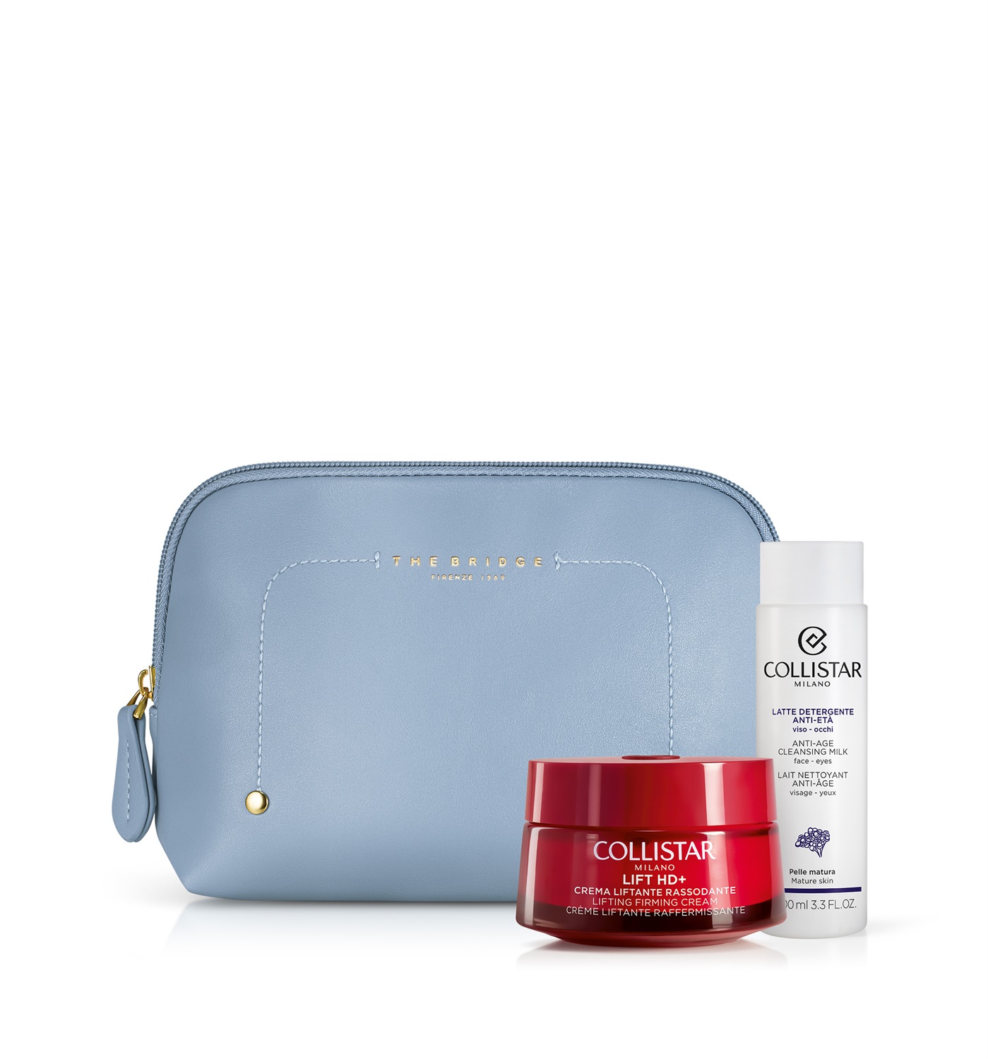 Collistar Cofanetto Lift HD Crema Ultra-Liftante Rassodante Viso e Collo 50 ml Latte Detergente Anti-Età Viso-Occhi 100 ml Campione Gocce Magiche Beauty-Bag The Bridge