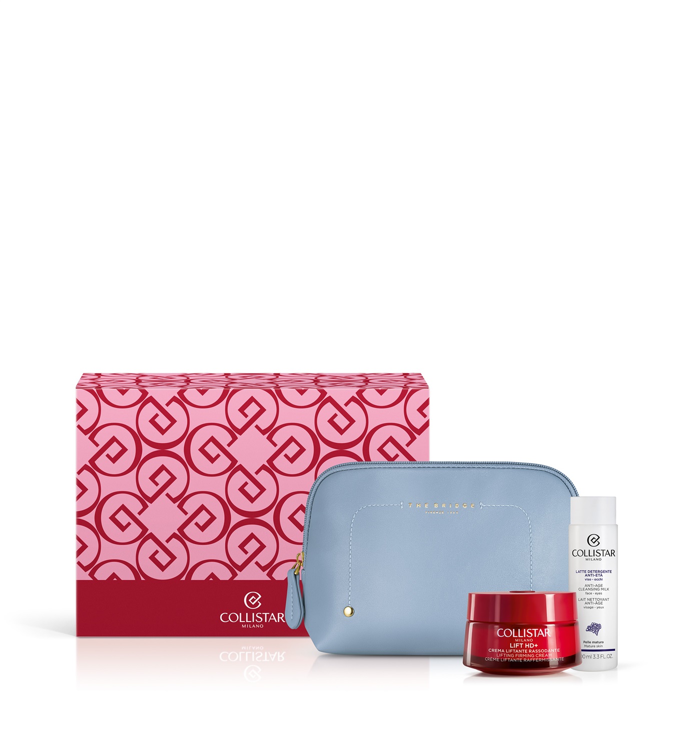 Collistar Cofanetto Lift HD Crema Ultra-Liftante Rassodante Viso e Collo 50 ml Latte Detergente Anti-Età Viso-Occhi 100 ml Campione Gocce Magiche Beauty-Bag The Bridge