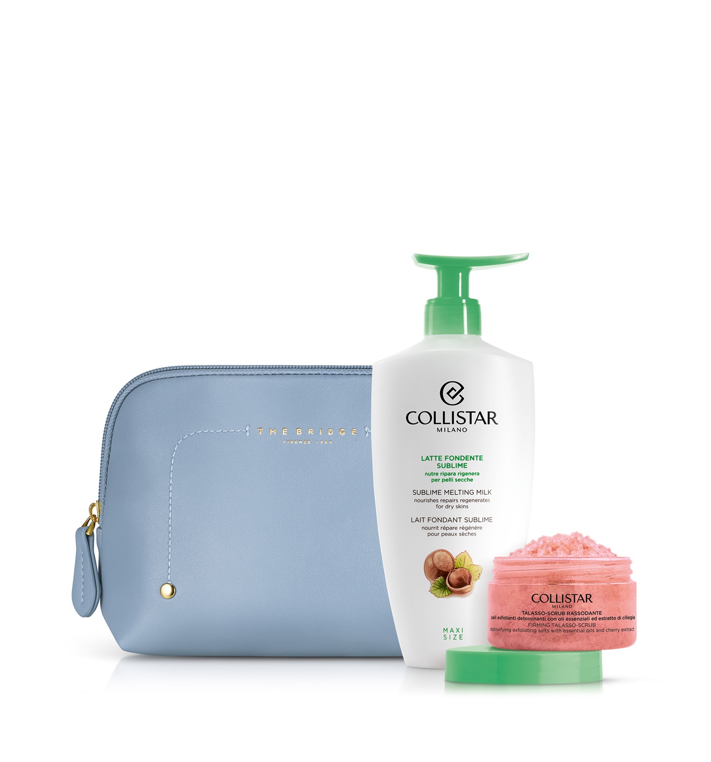 Collistar Cofanetto Latte Fondente Sublime 400 ml Talasso-Scrub Rassodante 150 g Travel-Bag The Bridge