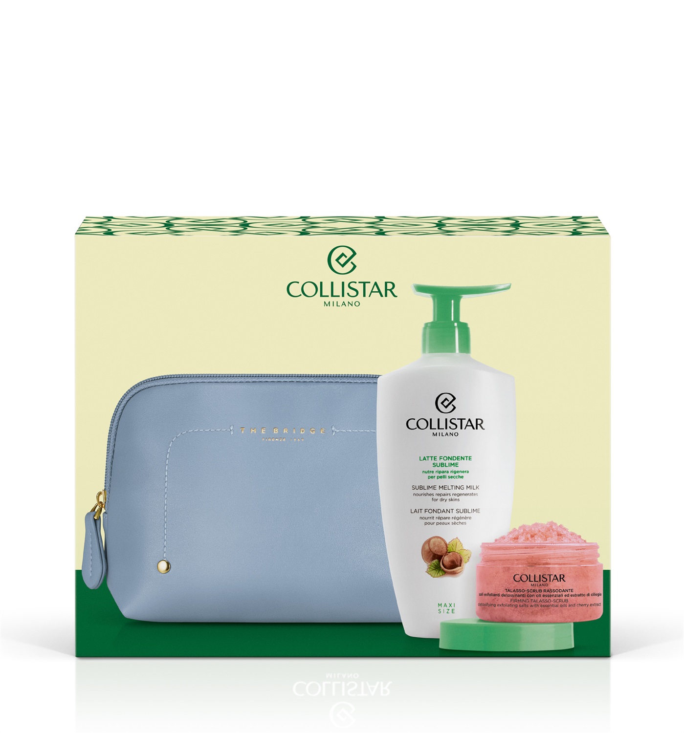 Collistar Cofanetto Latte Fondente Sublime 400 ml Talasso-Scrub Rassodante 150 g Travel-Bag The Bridge
