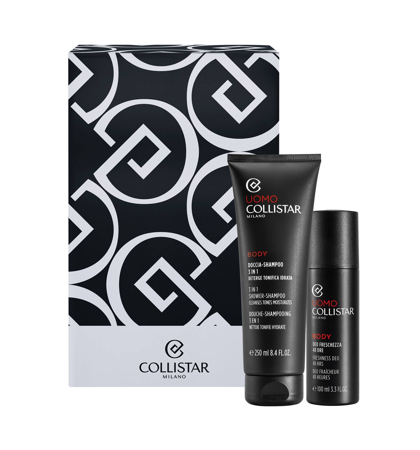 Collistar Cofanetto Uomo Doccia-Shampoo 3in1 250 ml Deo Freschezza 48h Spray 100 ml - Set Regalo Idratante e Tonificante