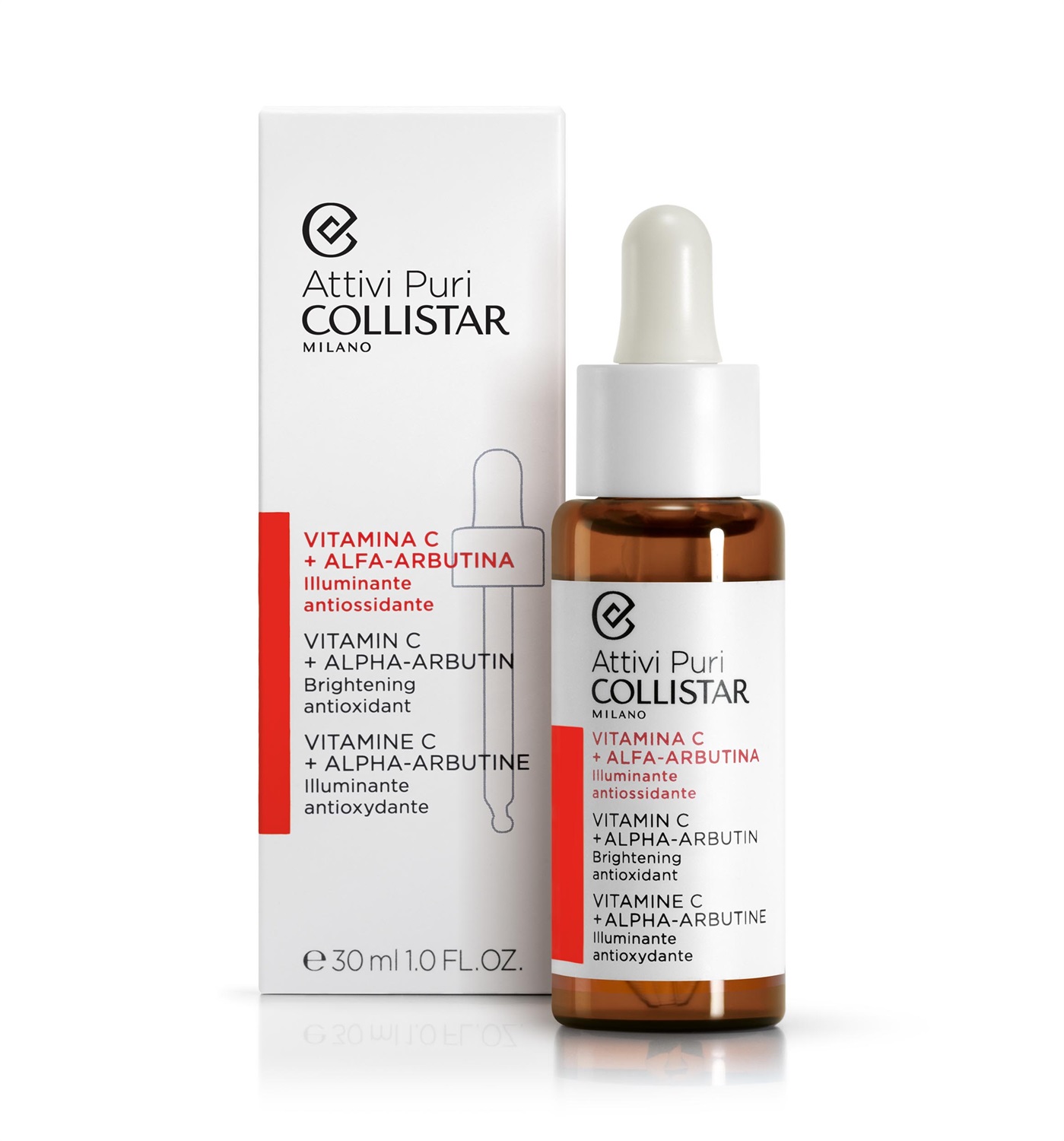 Collistar Attivi Puri Vitamina C Alfa-Arbutina 30ml - Siero Viso Illuminante e Antiossidante