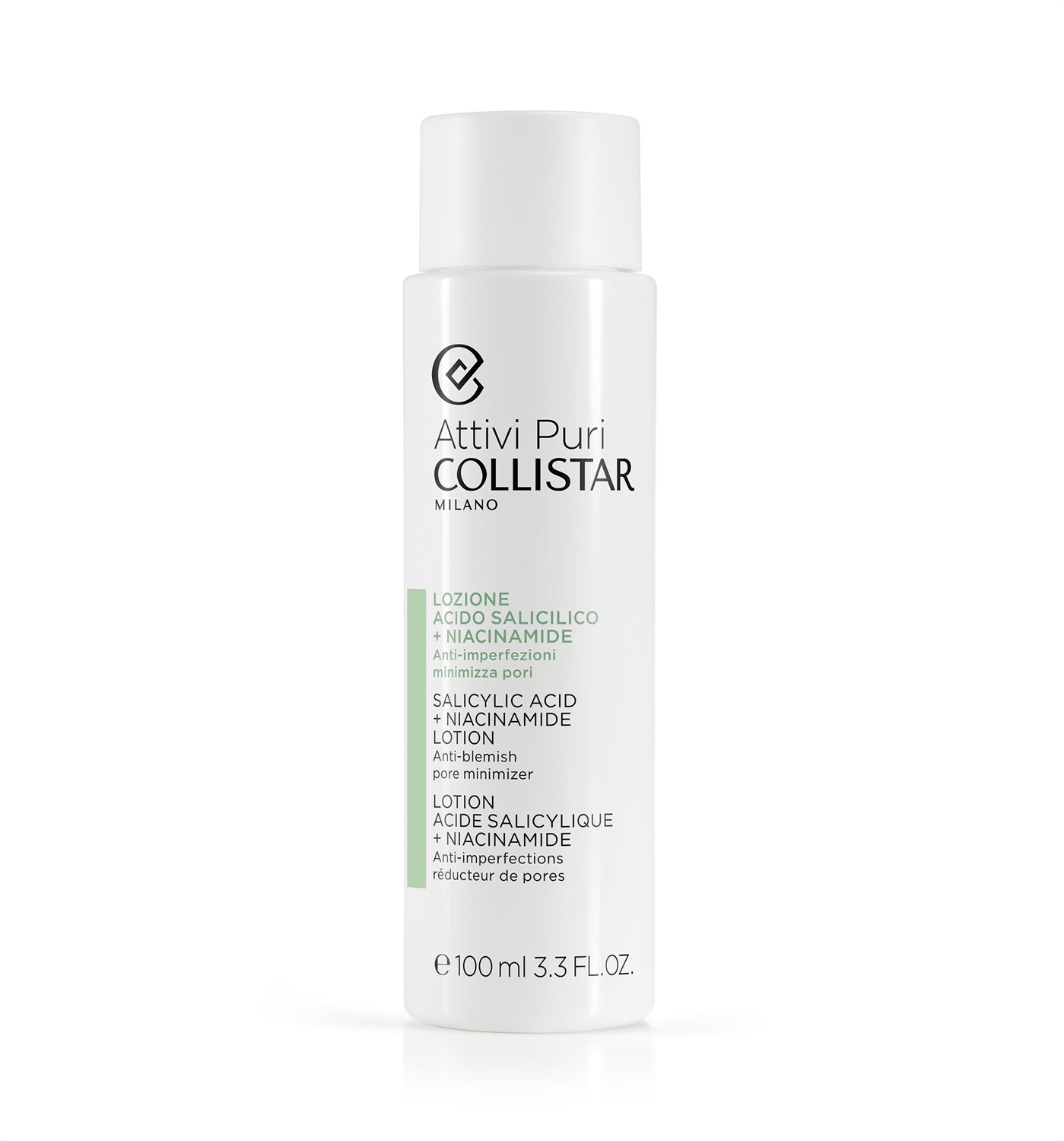 Collistar Attivi Puri Lozione Acido Salicilico Niacinamide 100 ml - Anti-imperfezioni, Minimizza Pori e Illumina l'Incarnato