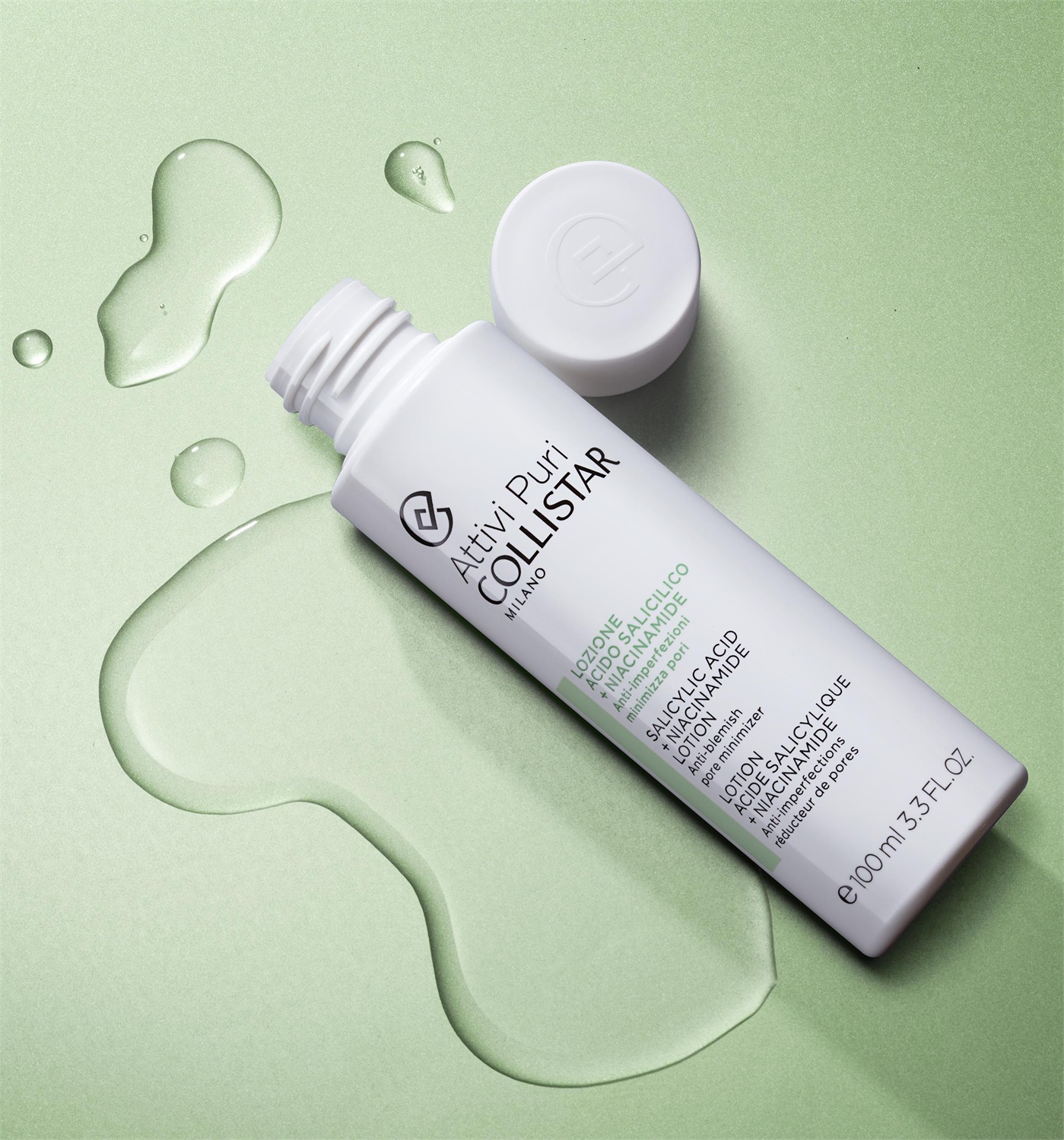Collistar Attivi Puri Lozione Acido Salicilico Niacinamide 100 ml - Anti-imperfezioni, Minimizza Pori e Illumina l'Incarnato