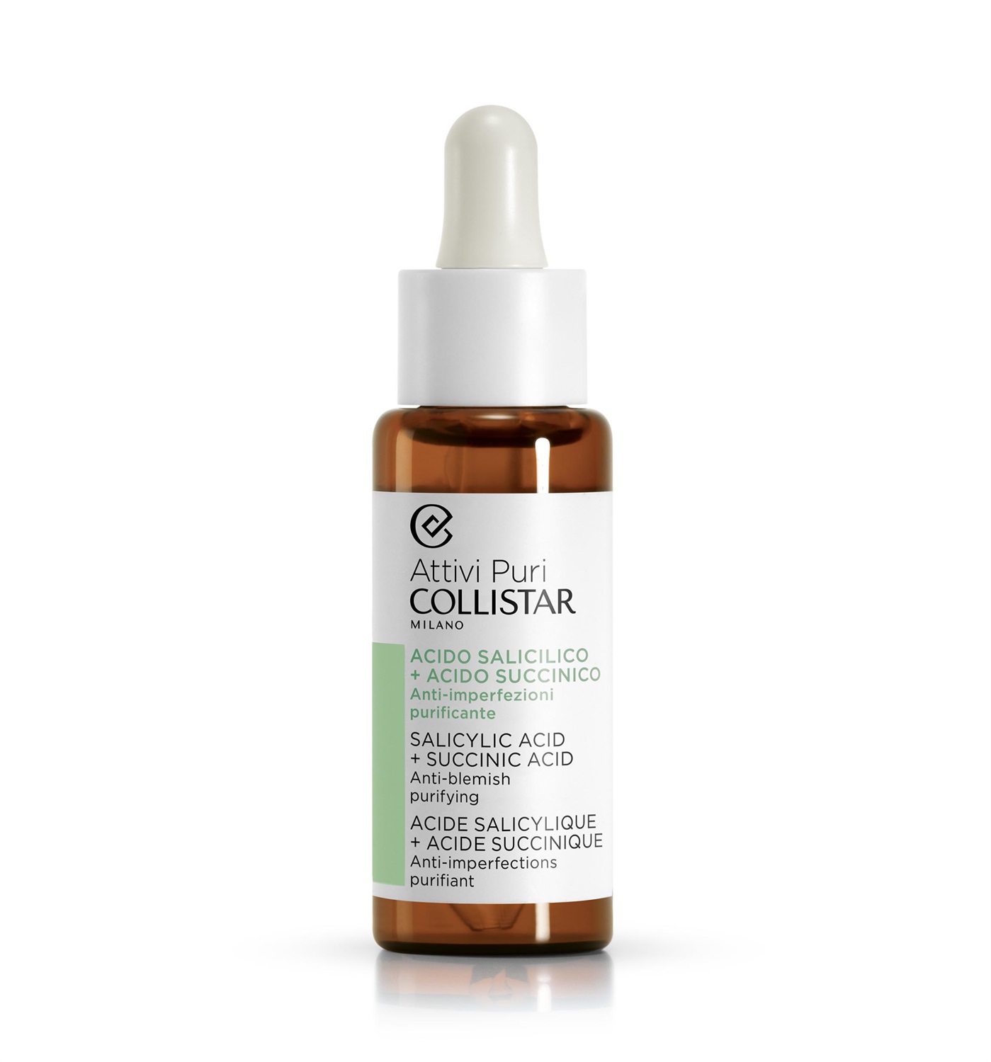 Collistar Attivi Puri Siero Viso con Acido Salicilico e Acido Succinico 30 ml - Trattamento Anti-Imperfezioni e Purificante per Pelli Miste e Sensibili