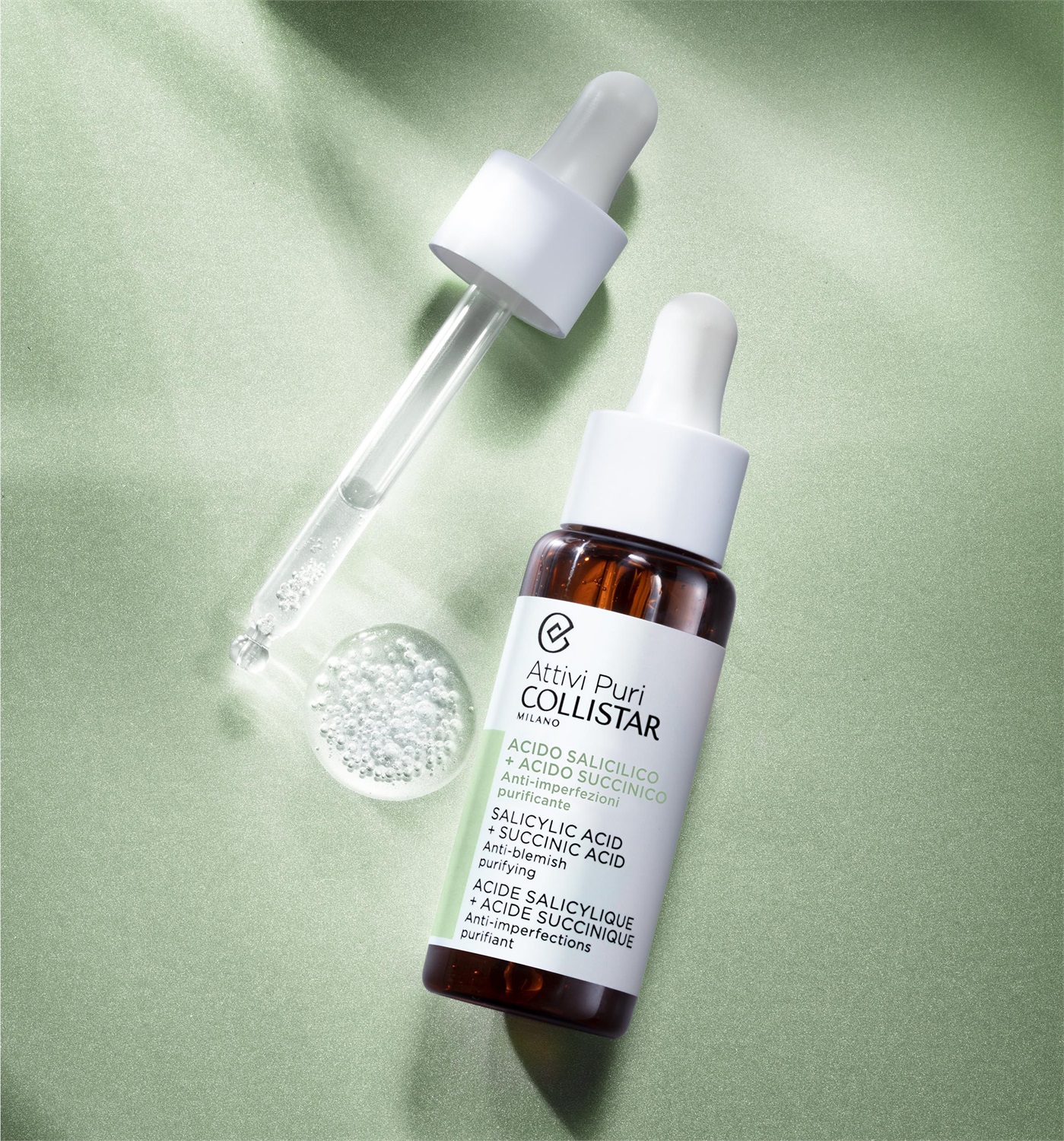 Collistar Attivi Puri Siero Viso con Acido Salicilico e Acido Succinico 30 ml - Trattamento Anti-Imperfezioni e Purificante per Pelli Miste e Sensibili