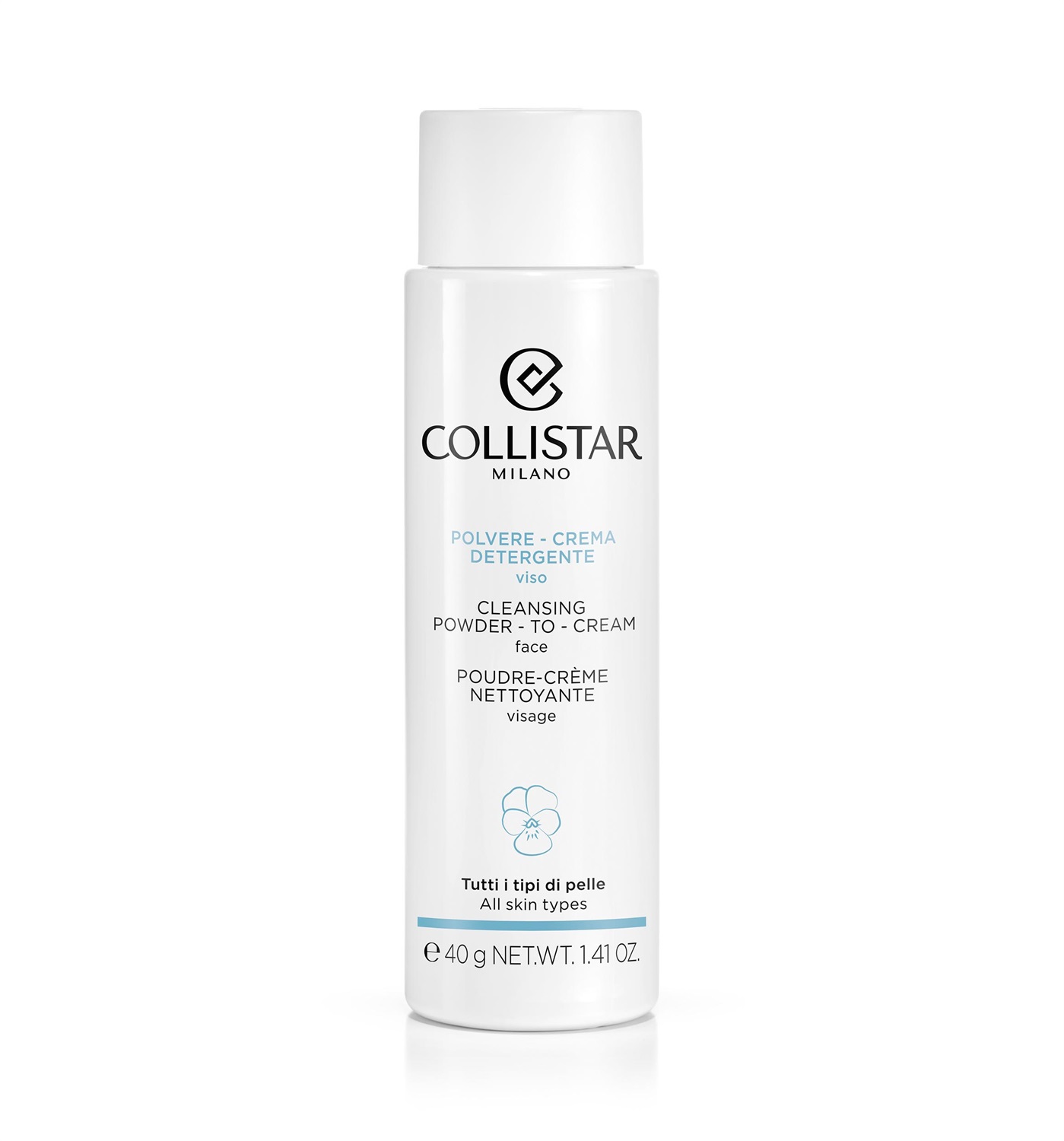Collistar Polvere-Crema Detergente Viso 40g - Deterge delicatamente, elimina residui di make-up e impurità, texture in polvere waterless che si trasforma in crema-mousse