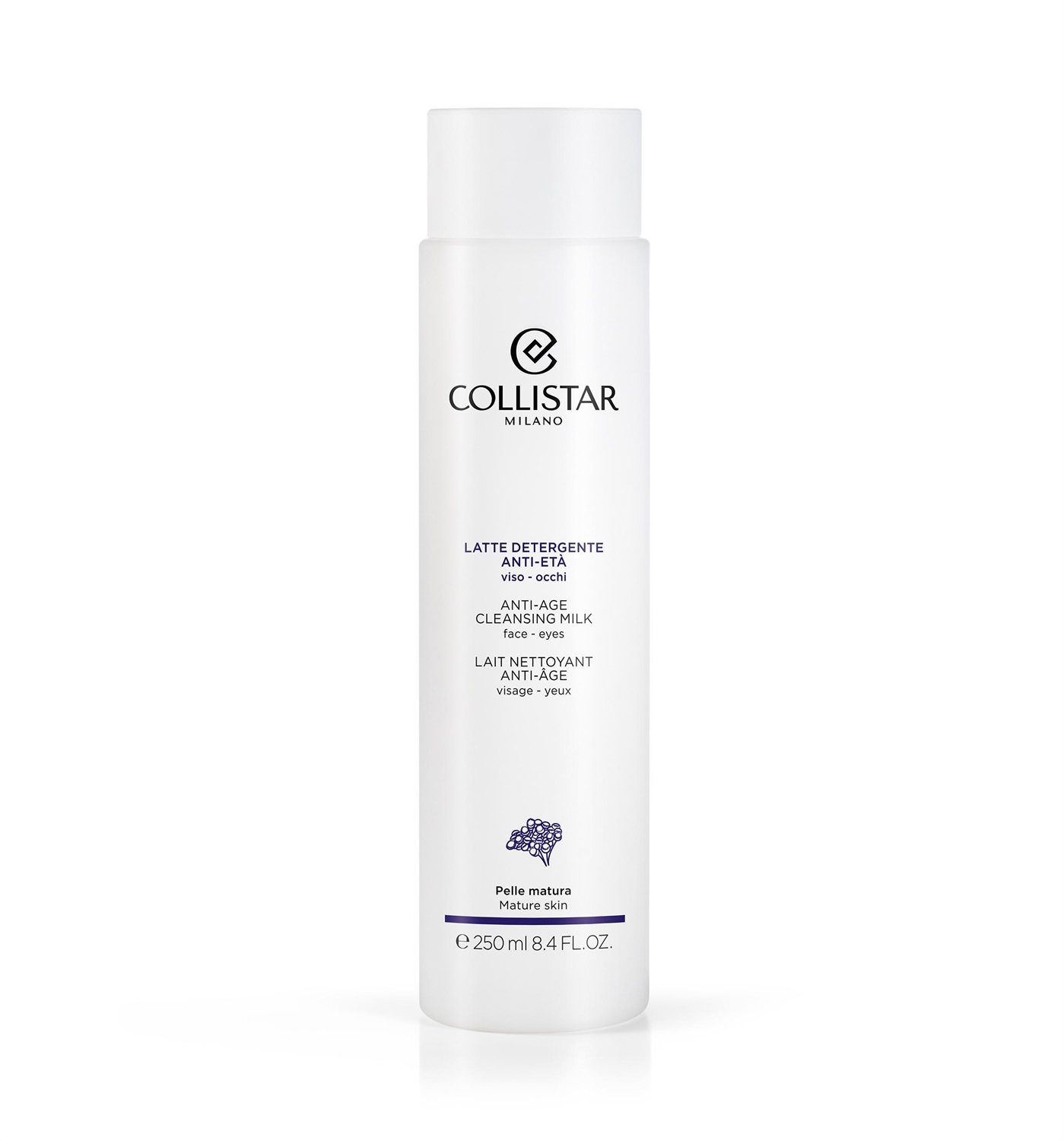 Collistar Latte Detergente Anti-Età Viso-Occhi 250ml - Rimuove Delicatamente Trucco e Impurità, Ideale per Pelli Mature e Sensibili, Arricchito con Elicriso Antiossidante