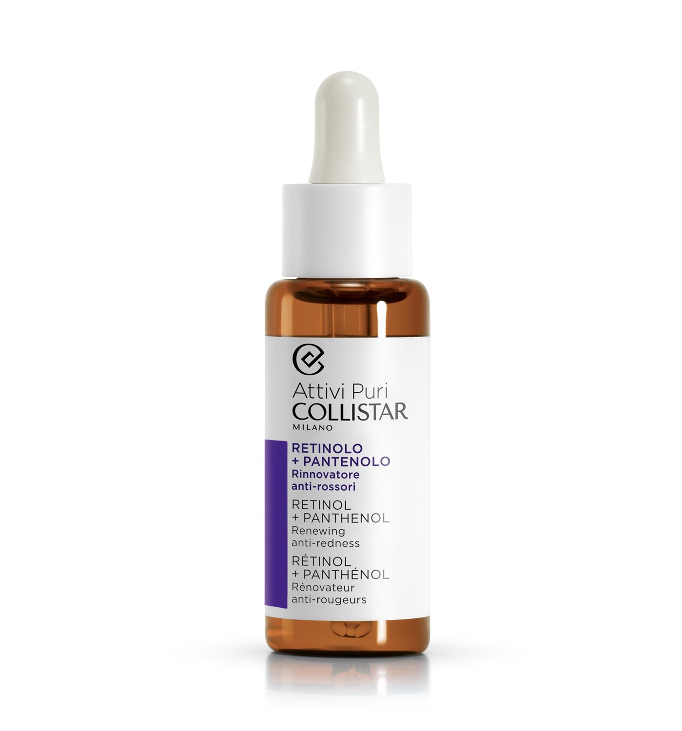 Collistar Attivi Puri Gocce 30 ml - Retinolo Pantenolo, Rinnovatore Anti-Rossori, Riduce Linee Sottili e Rughe, Affina la Grana della Pelle