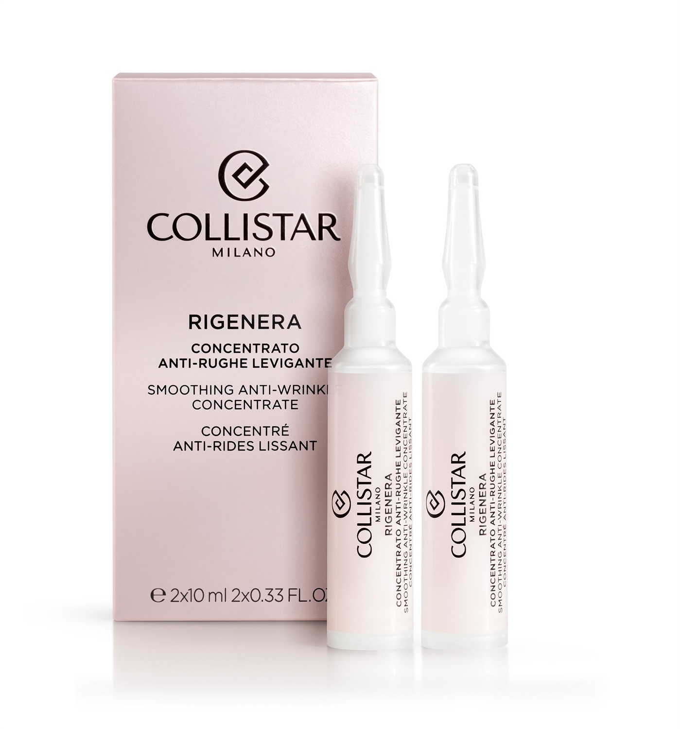 Collistar Rigenera Concentrato Anti-Rughe Levigante - Trattamento Urto 2x10 ml con Acido Ialuronico e Peptidi Biomimetici