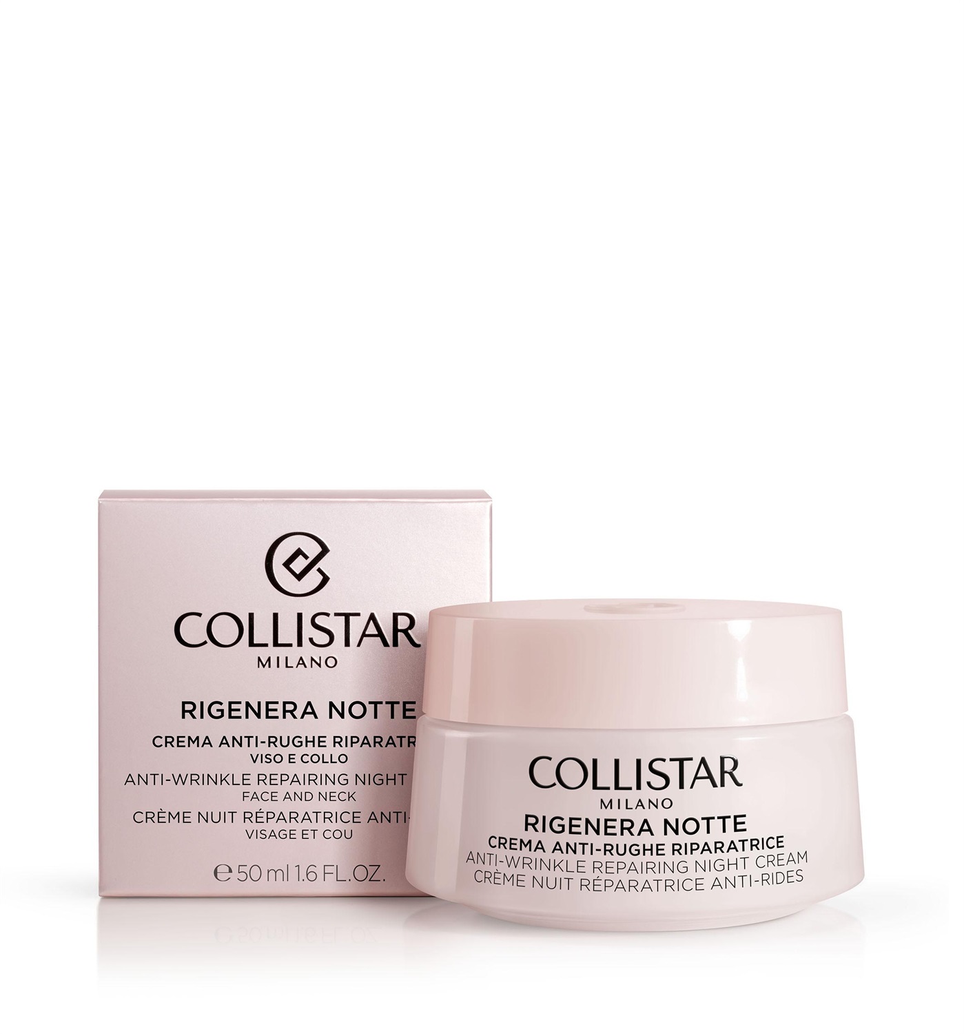 Collistar Rigenera Notte Crema Anti-Rughe Riparatrice Viso e Collo 50ml - Nutriente con Cellule Meristematiche di Melissa
