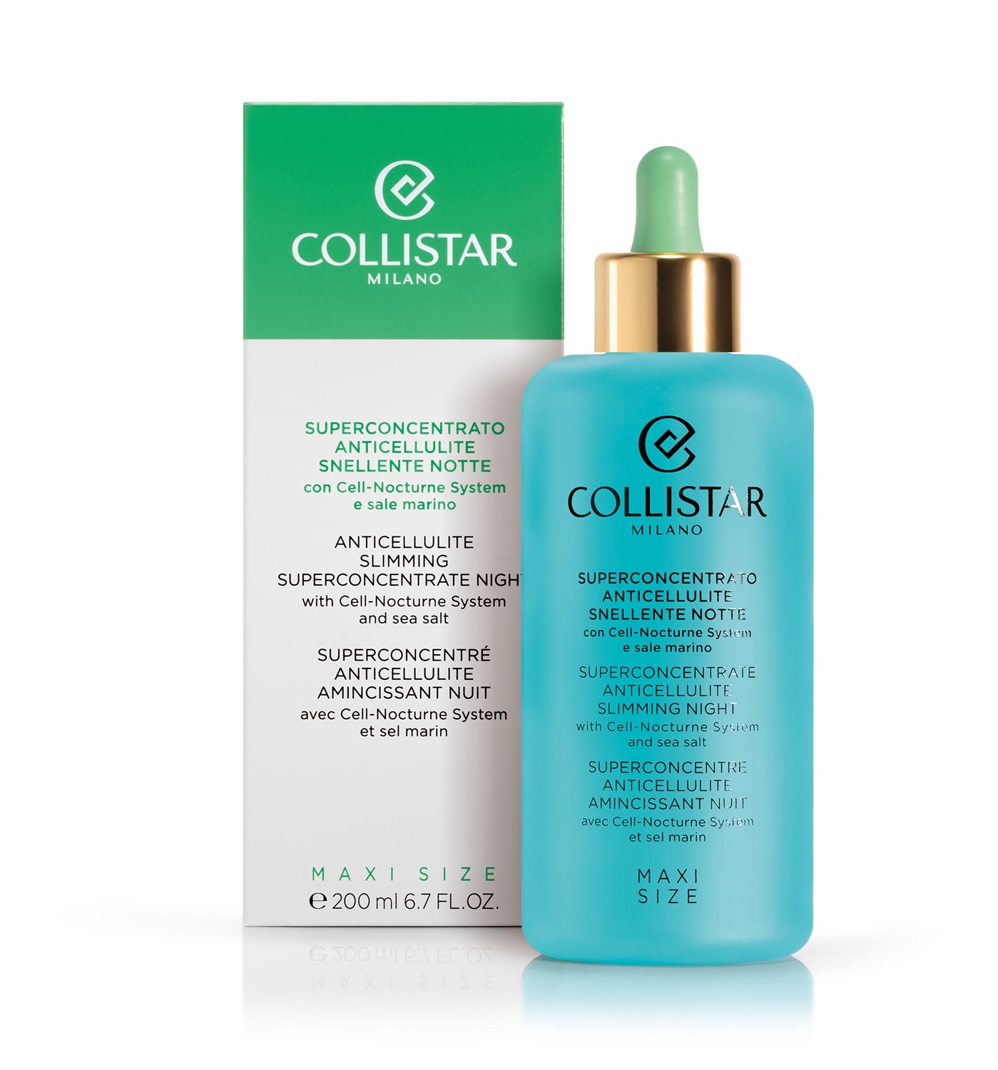 Collistar Superconcentrato Anticellulite Snellente Notte 200 ml con Cell-Nocturne System e sale marino - Trattamento Drenante e Levigante