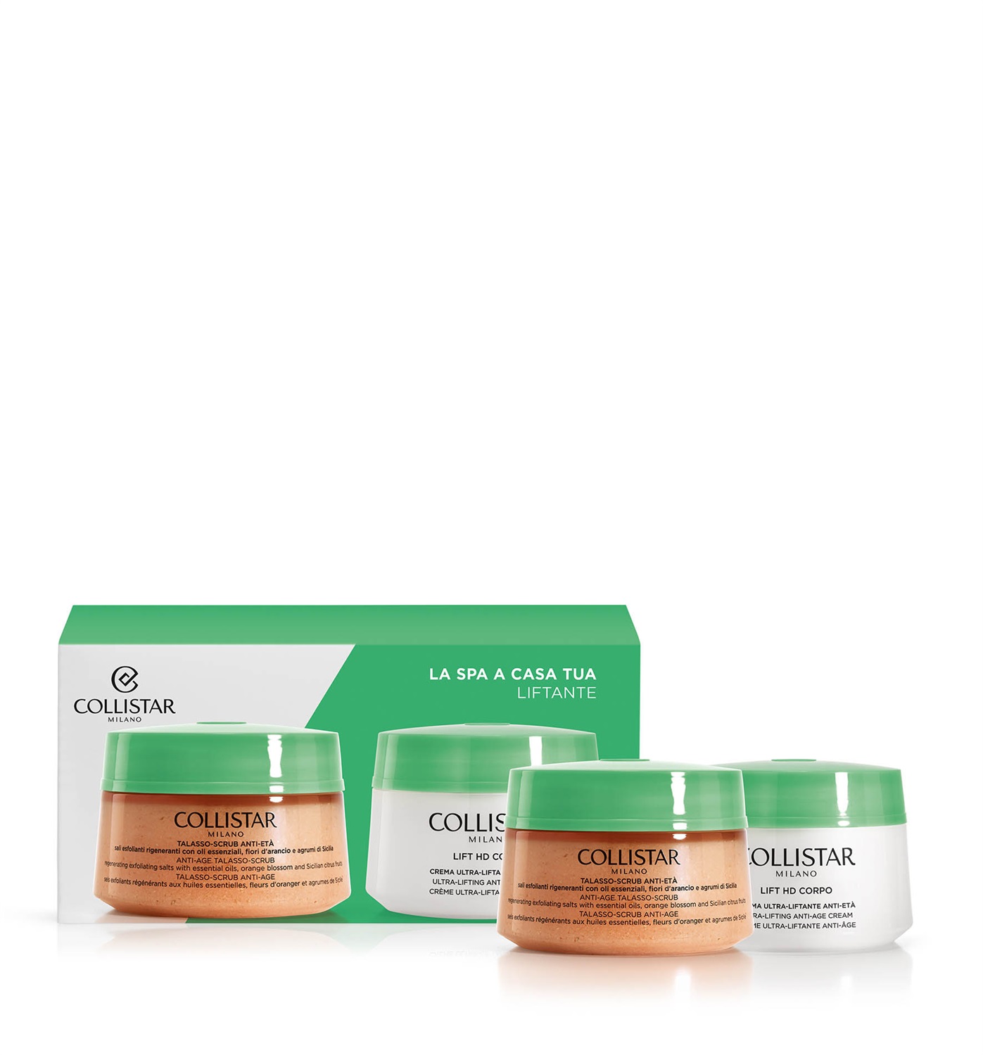 Collistar Cofanetto Corpo La Spa A Casa Tua - Routine Liftante con Talasso-Scrub Anti-Età 300 g e Crema Lift HD Corpo 200 ml