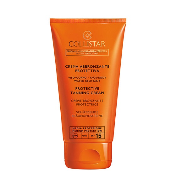 Collistar Crema Abbronzante Protettiva Viso e Corpo SPF 15 - 150 ml, con Unipertan, Idratante e Water Resistant