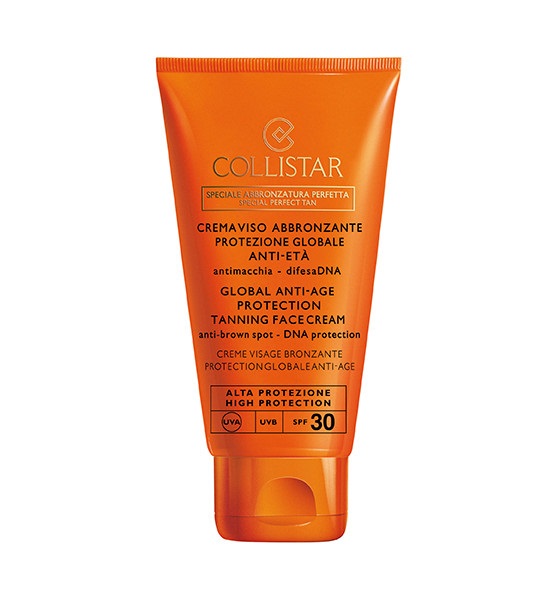 Collistar Crema Viso Abbronzante Protezione Globale Anti-Età SPF 30, 50 ml - Formula High-Tech, Previene Rughe e Macchie Solari, Levigante e Rigenerante