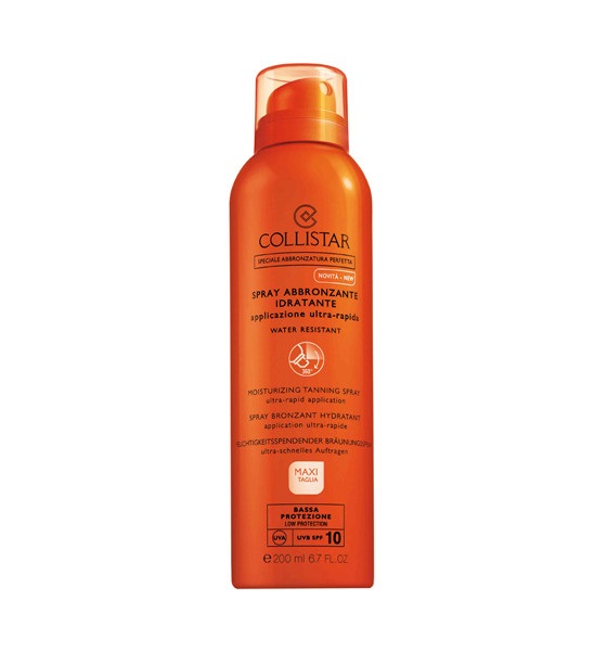 Collistar Spray Abbronzante Idratante SPF 10 - 200 ml, Applicazione Ultra-Rapida, Resistente all'Acqua, Idratante per Viso, Corpo e Capelli