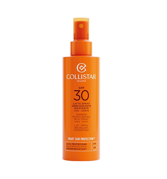 Collistar Latte Spray Abbronzante Idratante SPF 30 - 200 ml, Idratante e Nutriente per Viso e Corpo