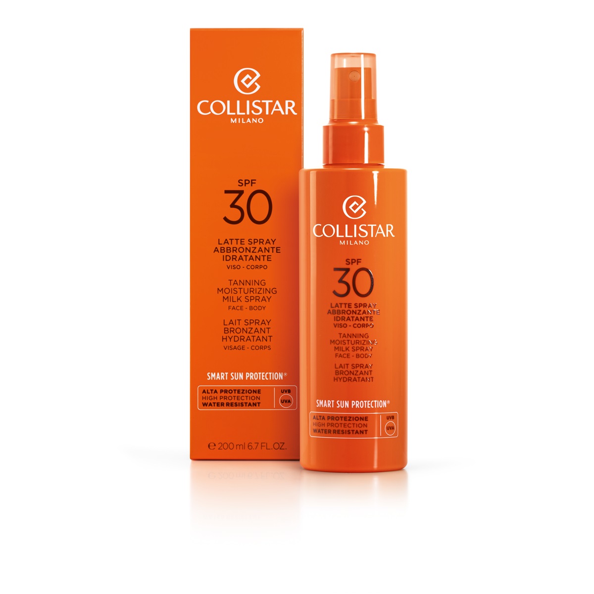 Collistar Latte Spray Abbronzante Idratante SPF 30 - 200 ml, Idratante e Nutriente per Viso e Corpo