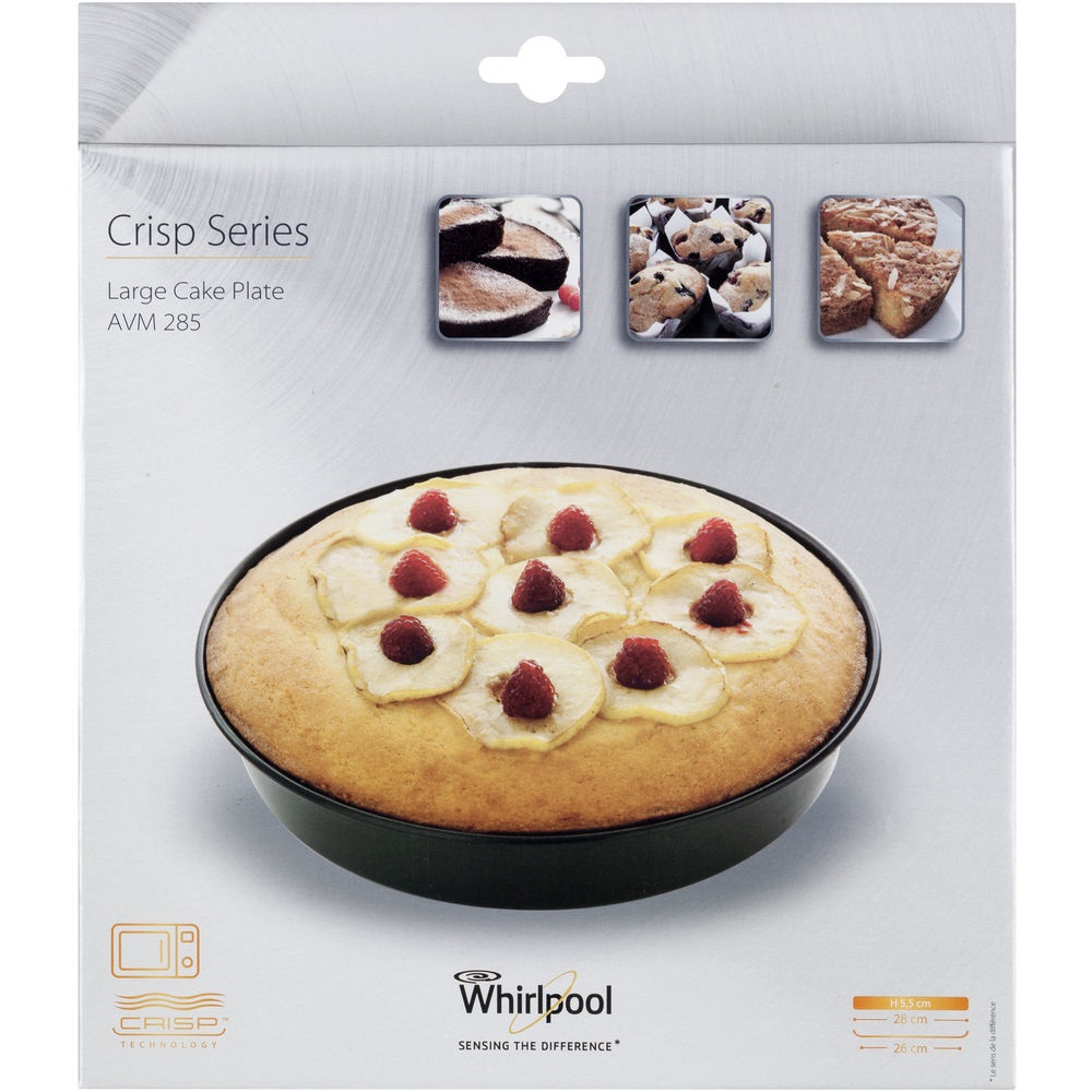 Whirlpool Piatto Crisp Grande AVM285 - Tortiera a Bordo Alto in Metallo Antiaderente, Ø 28 cm, Altezza 5,5 cm