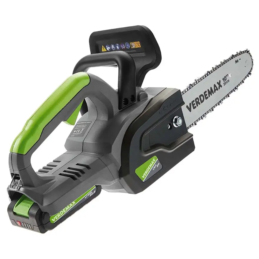 Verdemax Elettrosega a batteria SE20 - 20V 2Ah, Lama da 25cm, Caricabatteria e Batteria E-Power inclusi