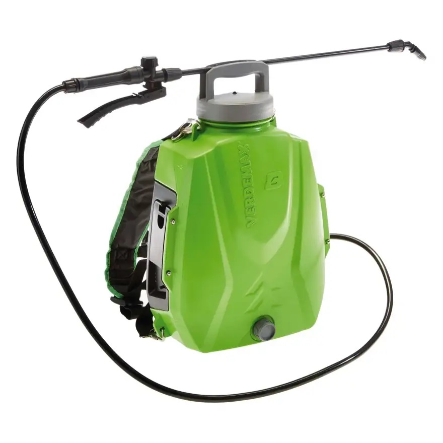 Verdemax Pompa a Zaino Futura 8L - Irroratrice Elettrica a Batteria 12V con Schienale Ergonomico e Accessori Inclusi