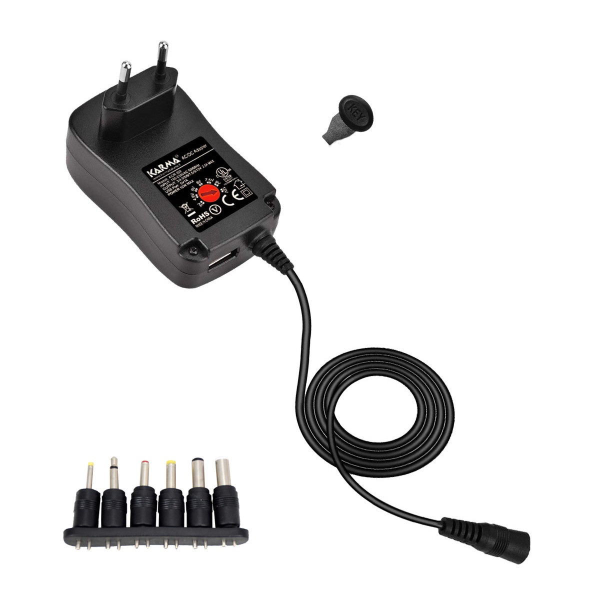 Karma ACR 628 Alimentatore Universale Stabilizzato USB 30W 2500mA Nero