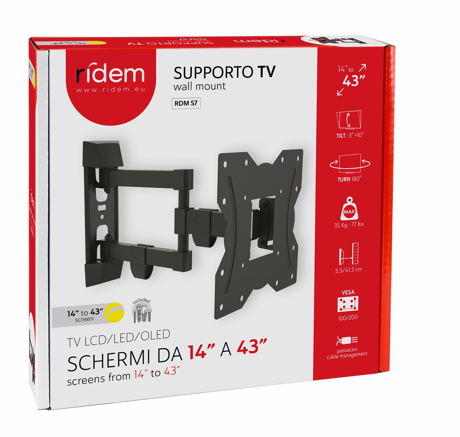 KARMA Supporto per TV Inclinabile da 14