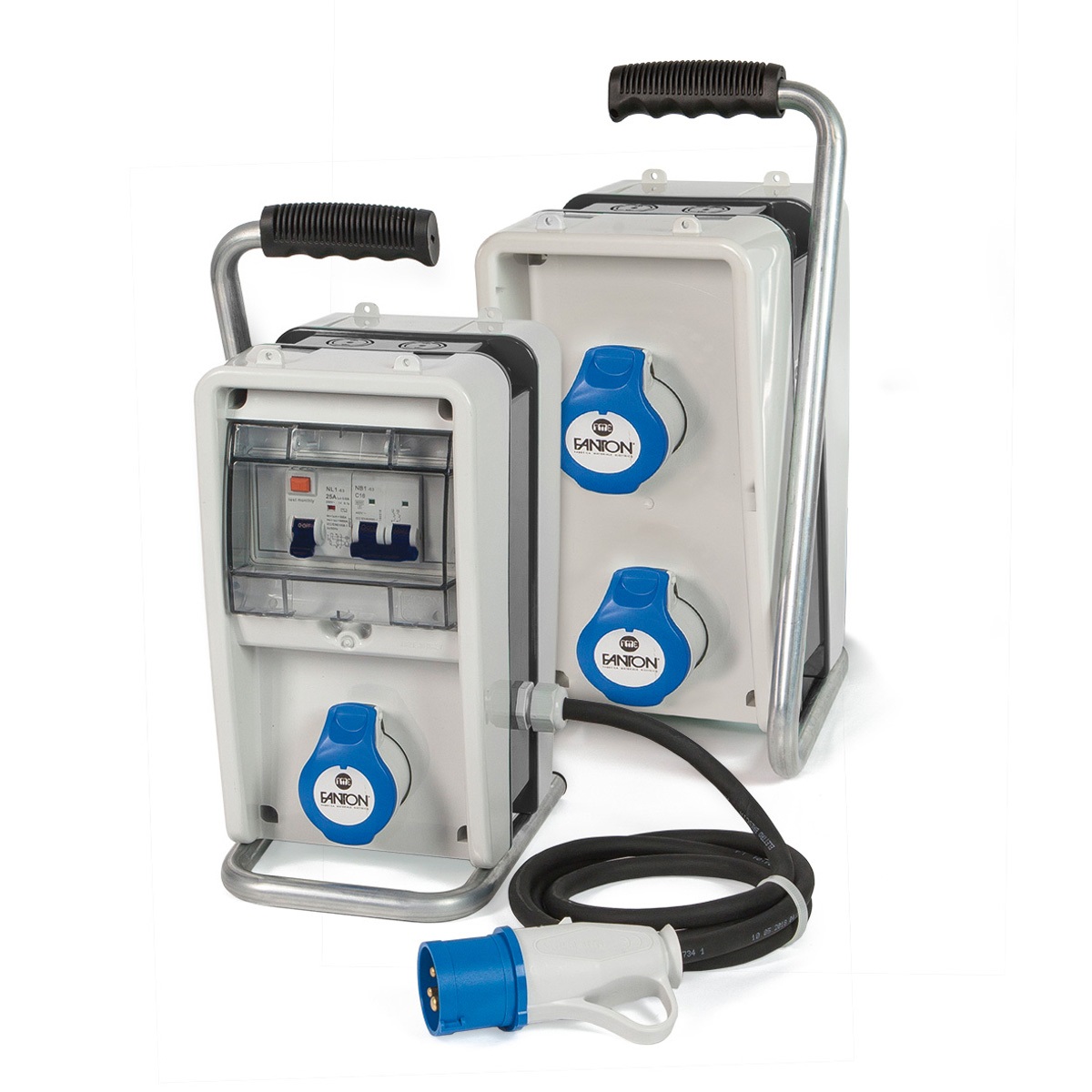 FANTON 74303 Asse di distribuzione elettrica IP44 Portatile con Cavaletto e Cavo 2 metri, 16A