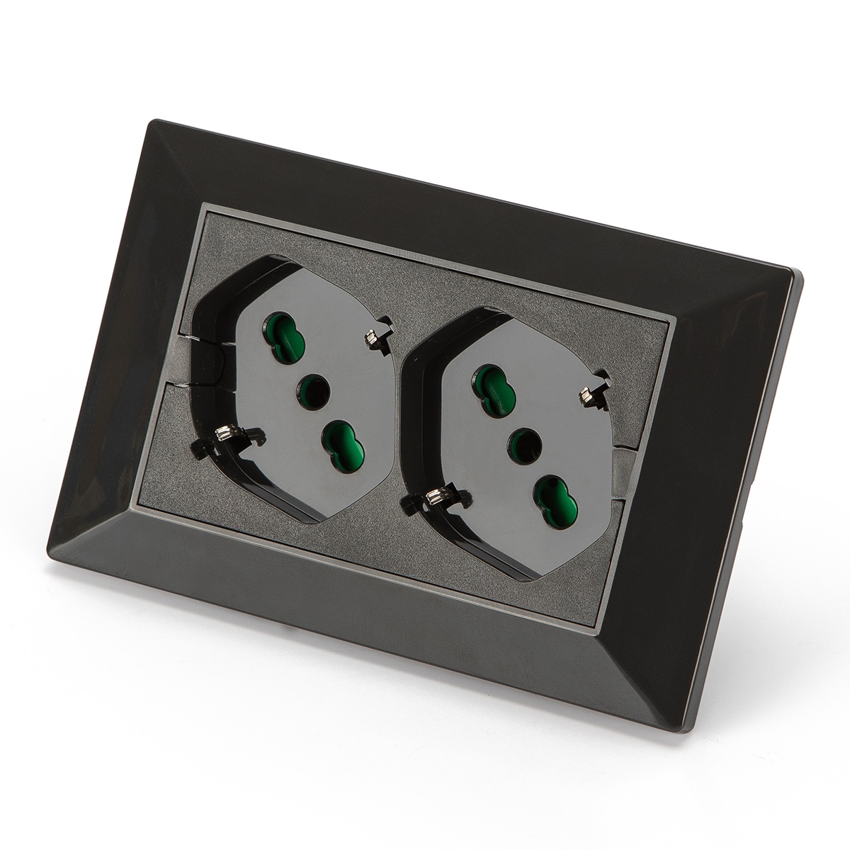 FANTON 42101 Multipresa Universale da Incasso 2 x Type F Type L Bipasso Italo/Tedesca 16A Antracite, Grigio
