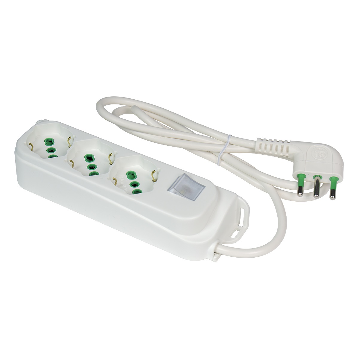 FANTON 47460 Multipresa 3 Prese Bipasso Schuko 2P T 16A con Cavo da 1,5 m e Interruttore Luminoso