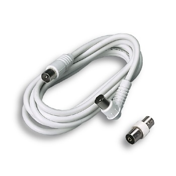 FANTON 31080 - Cavo Coassiale 3 m Bianco con Spina Diritta e Presa Angolare a 90°