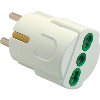 FANTON 81090 Adattatore Schuko 2P T 16A a Presa Bipasso Tipo E/F ibrido - Bianco