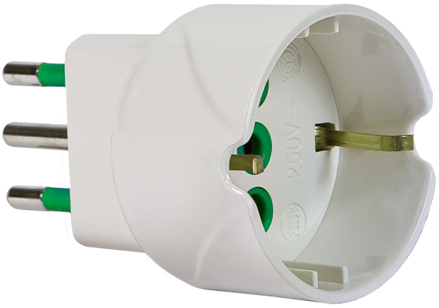 FANTON 82600-E Adattatore per Presa di Corrente Tipo L (IT) e Tipo F, Bianco, 10A, Corpo in Policarbonato