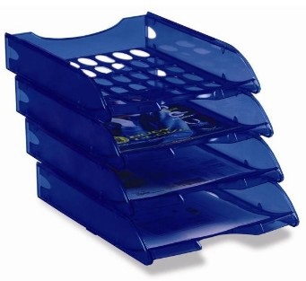 Fellowes E040BN Vaschetta Portacorrispondenza Forata Blu Navy - 26 x 34,5 x 6,5 cm, Sovrapponibile con Distanziali